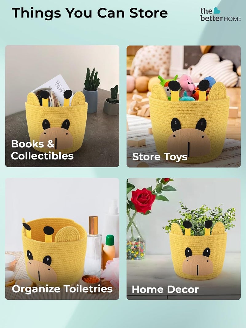 The Better Home Laundry Basket For Clothes Durable Rope Handles ZigZag Stiching For Strength Durability Basket For Storage Toy Basket Storage For Kids Aesthetic Home Decor Yellow - Image 4