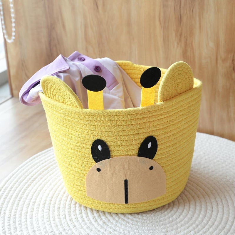 The Better Home Laundry Basket For Clothes Durable Rope Handles ZigZag Stiching For Strength Durability Basket For Storage Toy Basket Storage For Kids Aesthetic Home Decor Yellow - Image 1