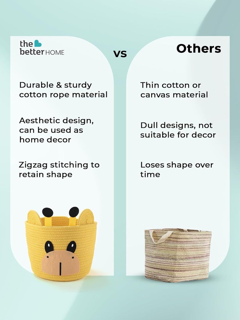 The Better Home Laundry Basket For Clothes Durable Rope Handles ZigZag Stiching For Strength Durability Basket For Storage Toy Basket Storage For Kids Aesthetic Home Decor Yellow - Image 5