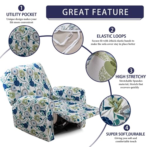 Iauddy Recliner Slipcover-Stretch Soft Slip Reclining Chair Slipcovers 4 -Pieces Furniture Protector for Recliner with Pocket Fitted Sofa Couch Cover Lazy Boy Chair Cover - Image 3