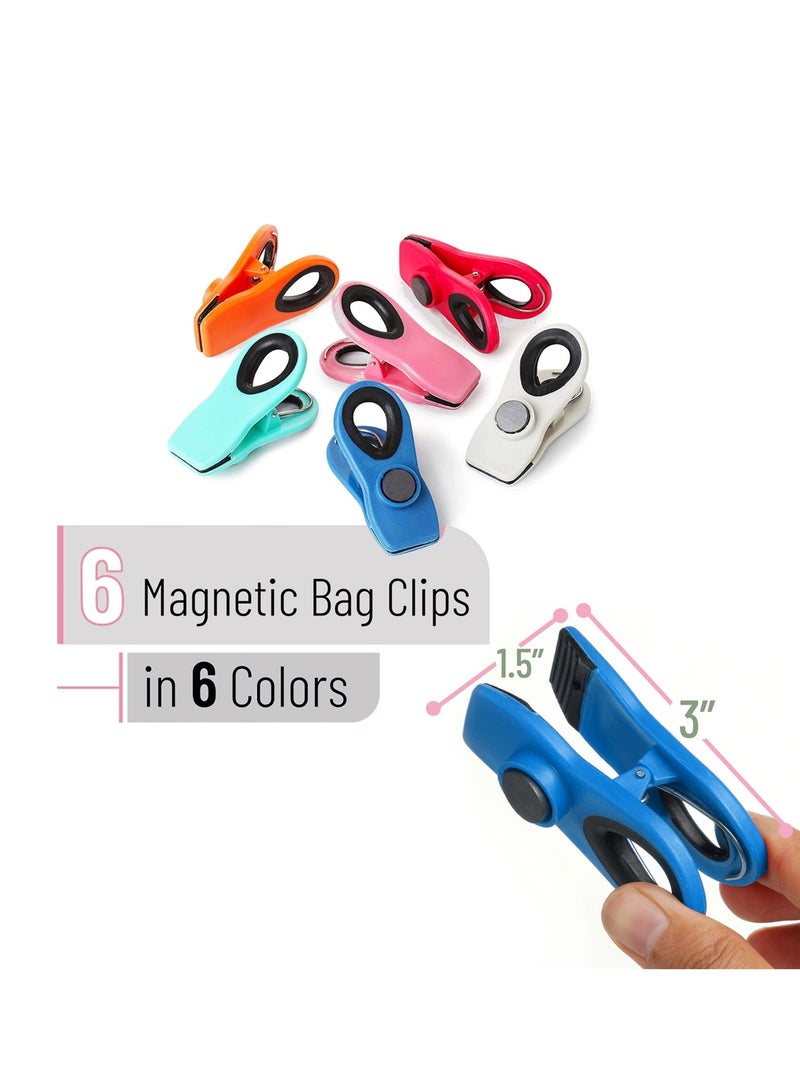 Barakah مشابك شريحة مغناطيسية، مشابك أكياس لمنتجات الطعام، مشابك أكياس مغناطيسية للثلاجة، حافظ على وجباتك الخفيفة طازجة، 6 عبوات - Image 3