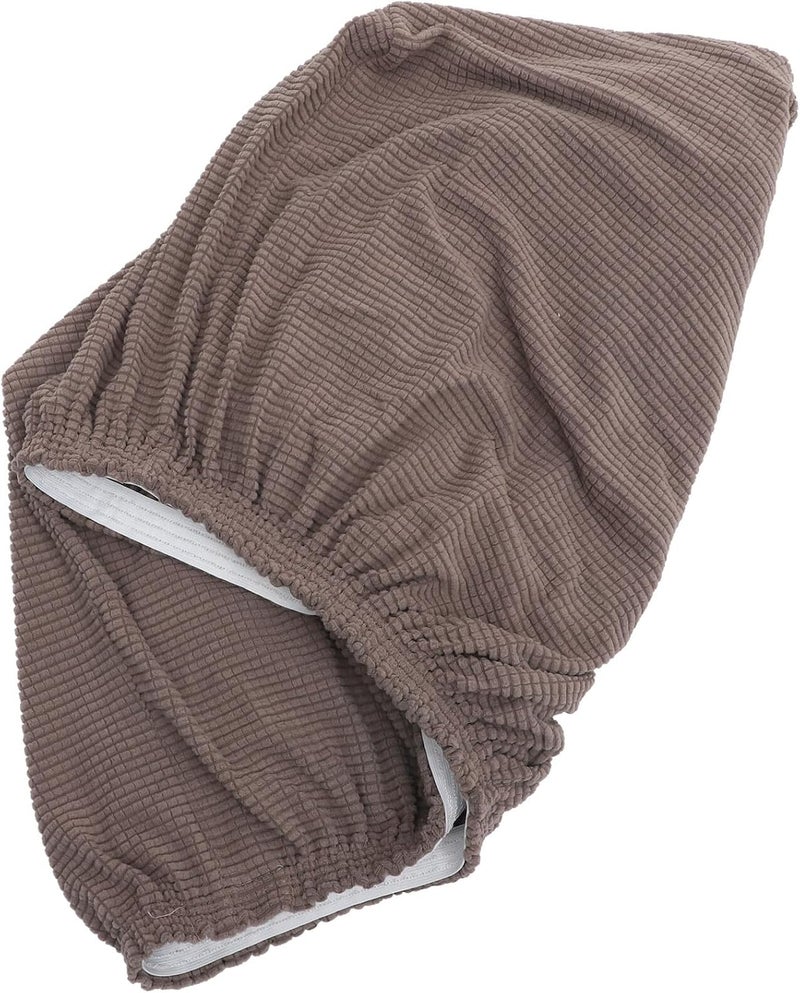 Square Footstool Cover Stretchable Fabric Protector for Large Cube Stool, Thick Elastic Sofa Footrest Slipcover in Gray-Brown, Sturdy Home Living Room Stool Slipcover - Image 1