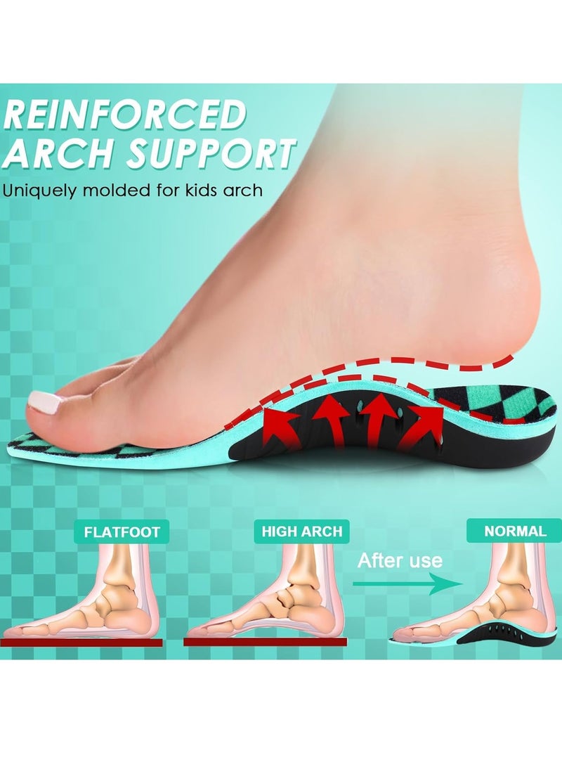 SYOSI Kids Arch Support Shoe Insoles, Kids Orthotic Cushioning Arch Support Shoe Insoles, Children Pu Foam Inserts for Flat feet, Plantar Fasciitis, Feet Heel Pain Relief, Posture Improve - Image 2