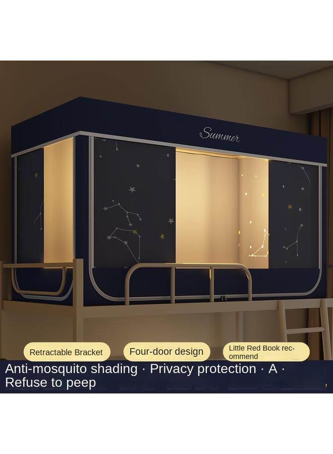 Bluejw College Students' Dormitory Strong Shading Bed Curtain Integrated Mosquito Net Single Upper And Lower Bed Curtain Curtain 0.9m Upper Bed Full Package - Image 2