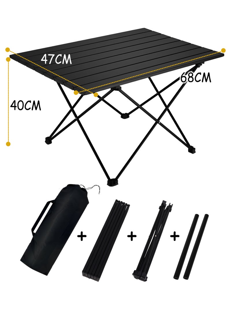توشيونيكس طاولة تخييم خارجية قابلة للطي - طاولة ألومنيوم خفيفة الوزن محمولة قابلة للطي مع حقيبة حمل، طاولة نزهة مدمجة قابلة للطي للمشي لمسافات طويلة، الصيد، الشاطئ، الشواء، الطبخ، السفر، المهرجانات والاستخدام الداخلي والخارجي - 68 × 47 × 40 سم - Image 1