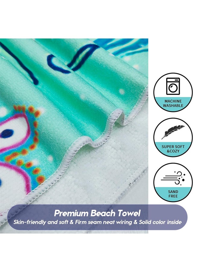 شبيلي منشفة شاطئ كبيرة من الألياف الدقيقة مضادة للرمال، ملحق سفر سريعة الجفاف ومناشف بركة باردة ‎150×75‎ سم، قابلة للغسل وخفيفة الوزن، فائقة الامتصاص وناعمة بطباعة نجم البحر، للبالغين والأطفال للشاطئ والسباحة - Image 3