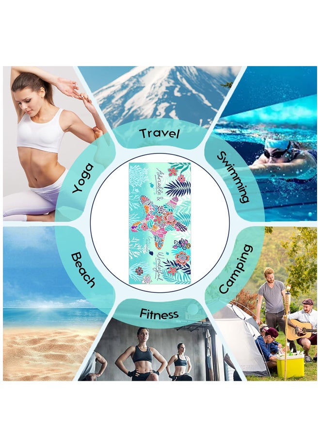 شبيلي منشفة شاطئ كبيرة من الألياف الدقيقة مضادة للرمال، ملحق سفر سريعة الجفاف ومناشف بركة باردة ‎150×75‎ سم، قابلة للغسل وخفيفة الوزن، فائقة الامتصاص وناعمة بطباعة نجم البحر، للبالغين والأطفال للشاطئ والسباحة - Image 5