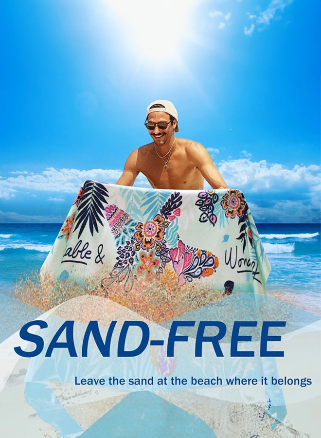 شبيلي منشفة شاطئ كبيرة من الألياف الدقيقة مضادة للرمال، ملحق سفر سريعة الجفاف ومناشف بركة باردة ‎150×75‎ سم، قابلة للغسل وخفيفة الوزن، فائقة الامتصاص وناعمة بطباعة نجم البحر، للبالغين والأطفال للشاطئ والسباحة - Image 2