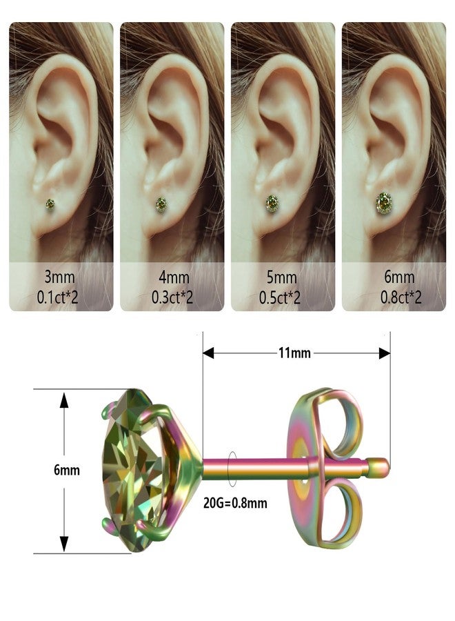 Hopply Moissanite Stud Earrings for Men & Women,0.2CT-1.6CT D Color,GRA Certified,Pure Titanium Hypoallergenic Round Wedding Earrings Dainty Cartilage Helix Piercing Jewelry (Blackish Green, 1.6Carats-(0.8ct*2)-6mm) - Image 5