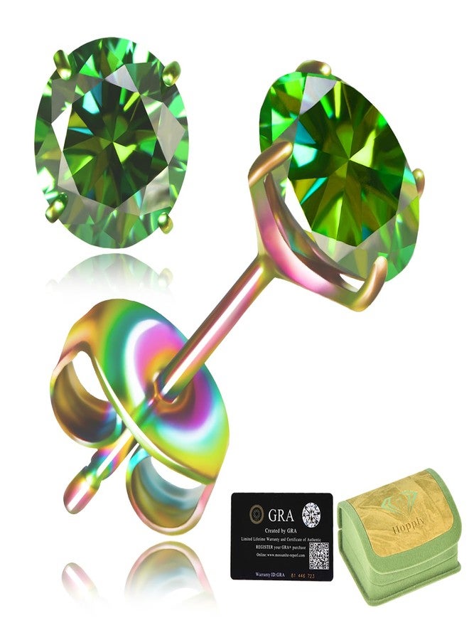 Hopply Moissanite Stud Earrings for Men & Women,0.2CT-1.6CT D Color,GRA Certified,Pure Titanium Hypoallergenic Round Wedding Earrings Dainty Cartilage Helix Piercing Jewelry (Blackish Green, 1.6Carats-(0.8ct*2)-6mm) - Image 1