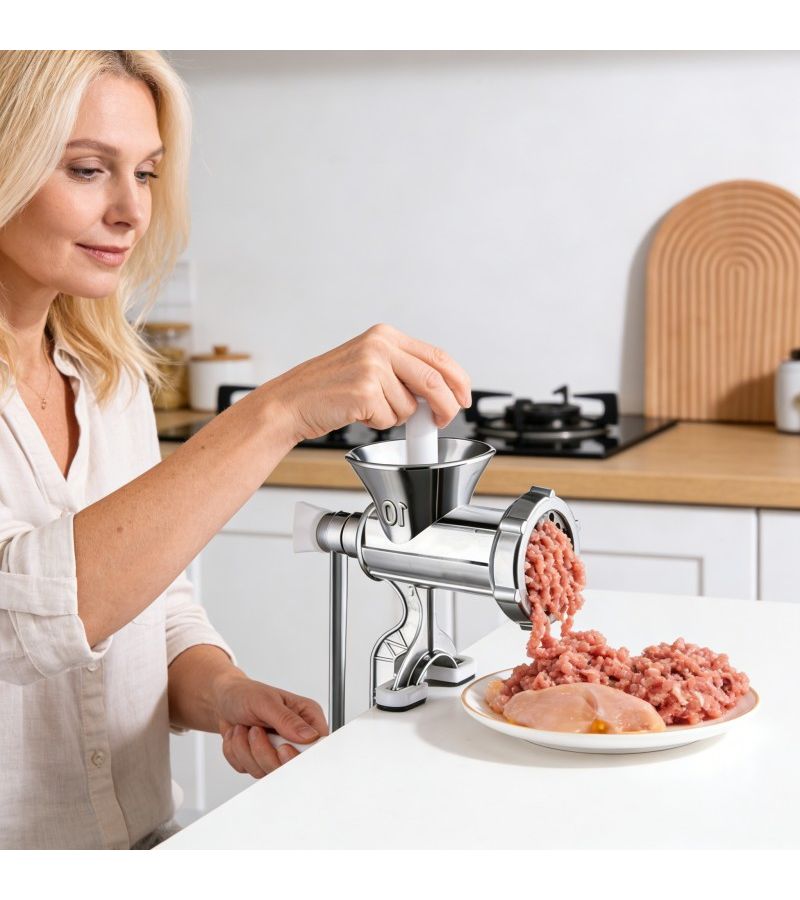 Stainless Steel Food Grinder With Multi-layer High-density Grinding Components For Repeatedly Grinding Ingredients And One-touch Meat Grinding Processing - Image 1