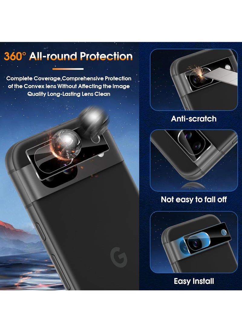 [2+2 Pack] Privacy Screen Protector Compatible with Google Pixel 8a & Camera Lens Protector, Anti-Spy Tempered Glass, 9H Hardness Anti-Scratch Case Friendly