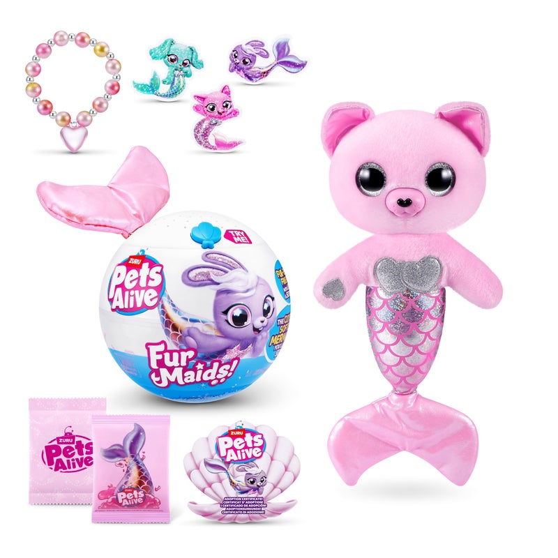 Pets Alive Furmaids by ZURU Mermaid Plush Interactive Lights Sounds Girls Toy Pink Kitten - Image 2