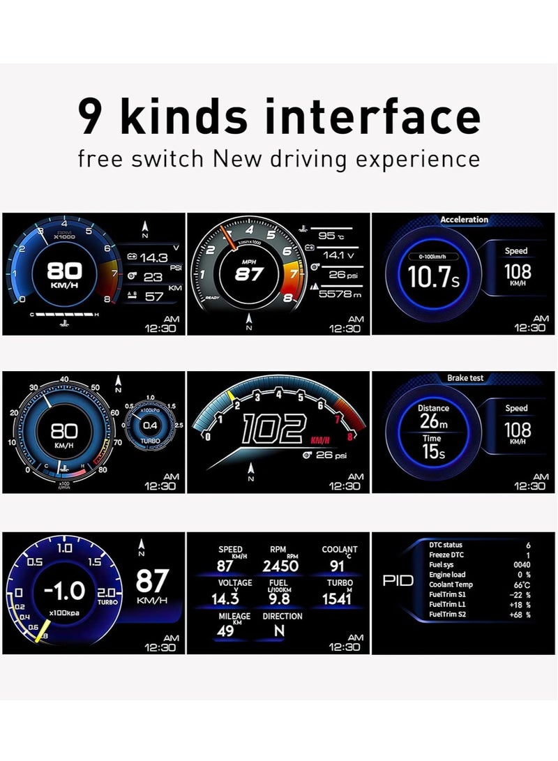عرض سيارة A500 HUD ، مقياس ذكي OBD + GPS ، أداة تشخيص السيارة عالية الدقة ، حاسوب القيادة الآمنة للقضاء على رمز الخطأ OBD ، إنذار الخطأ الزائد في السرعة ، لجميع المركبات - Image 4