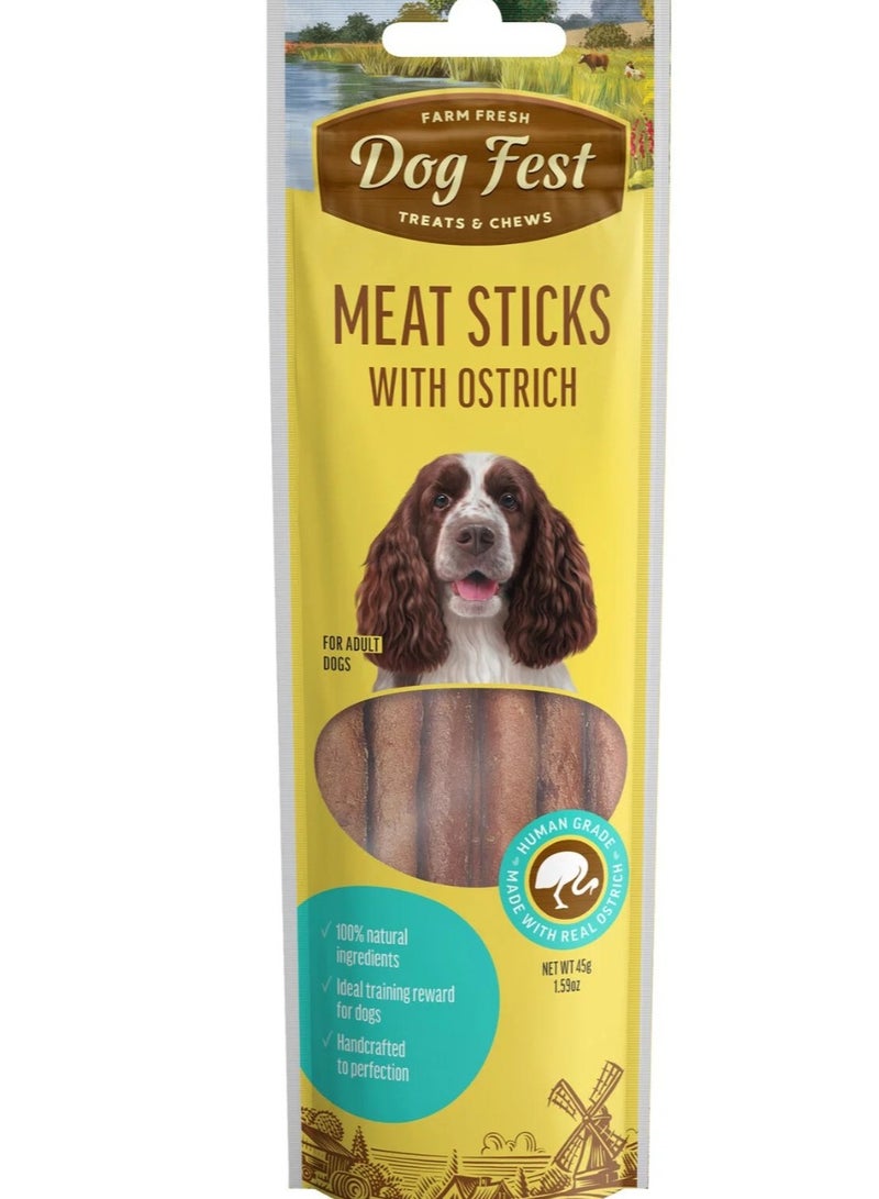 Dog Fest Meat Sticks With Ostrich For Adult Dogs [Weight - 45g] - Image 1