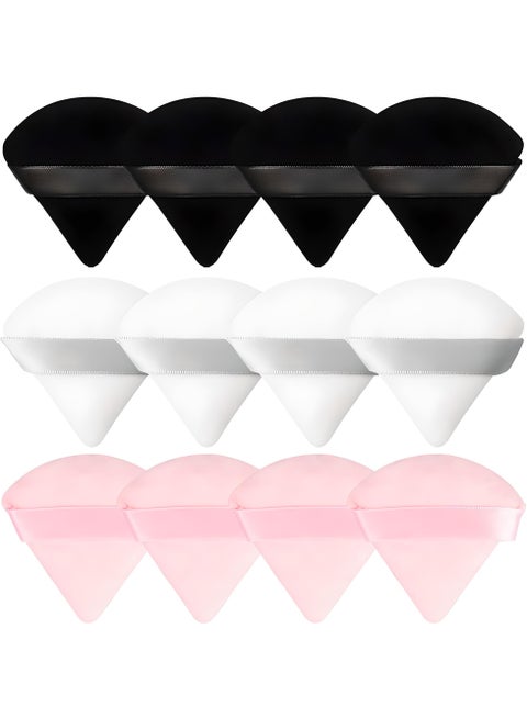 12 Piece Triangle Powder Puff Set Precision Makeup Pads for Flawless Face Powder Application