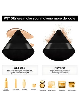 12 Piece Triangle Powder Puff Set Precision Makeup Pads for Flawless Face Powder Application - view 5