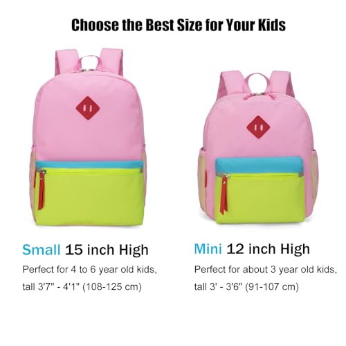 HawLander Little Kids Backpack for Boys or Girls, Toddler School Bag Fits 3 to 6 years old, Pink Yellow, 15 Inch - Image 5