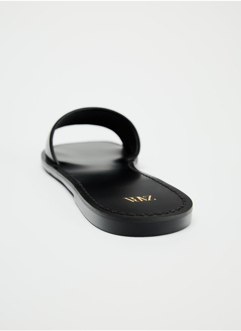 Zara Flat leather sandals  - Image 4