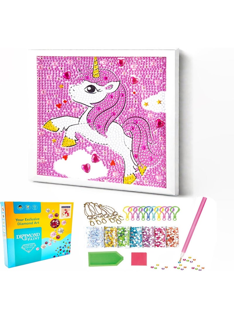 Unicorn Diamond Painting Kit with Wooden Frame, DIY Craft Kit with Numbered Mosaic Stone Stickers, Art Supplies for Craft Lovers to Create Your Own Masterpiece, 18 x 18 cm - Image 1