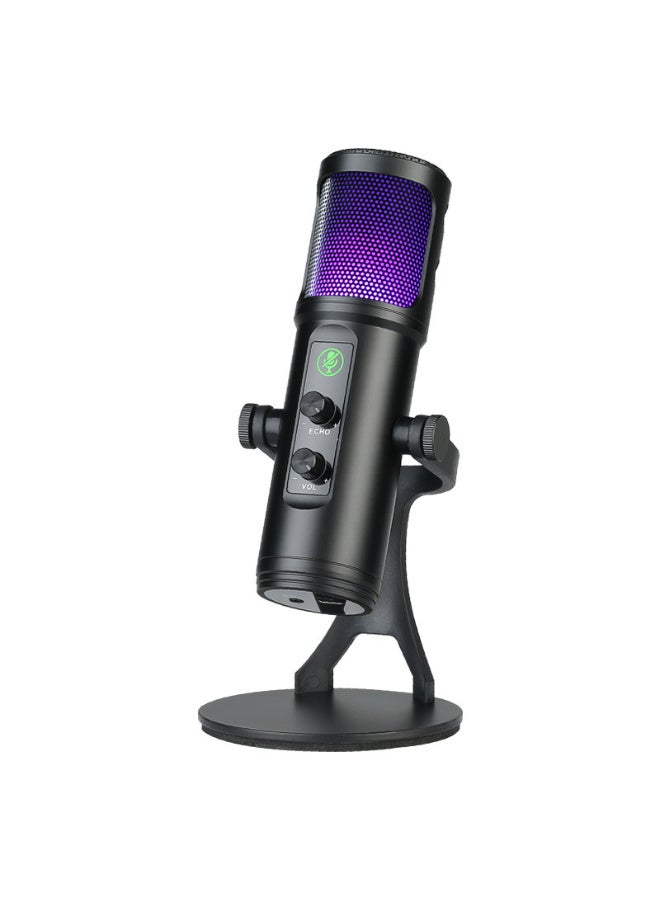 ميكروفون ZFSZ ZX-776 RGB USB مكثف، ميكروفون ألعاب مكتبي سلكي مع فلتر بوب، تحكم بالصدى ومستوى الصوت، تايب سي للكمبيوتر والبث والبودكاست - Image 1