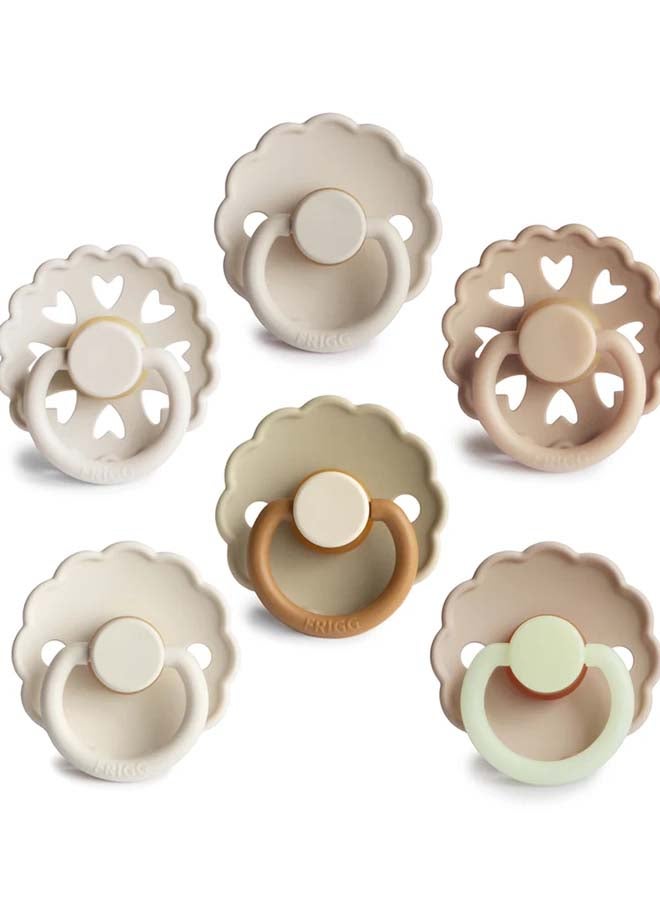 FRIGG Round Latex Baby Pacifier 6-18M 6-Pack Cinnamon Charm - Size 2 - Image 2
