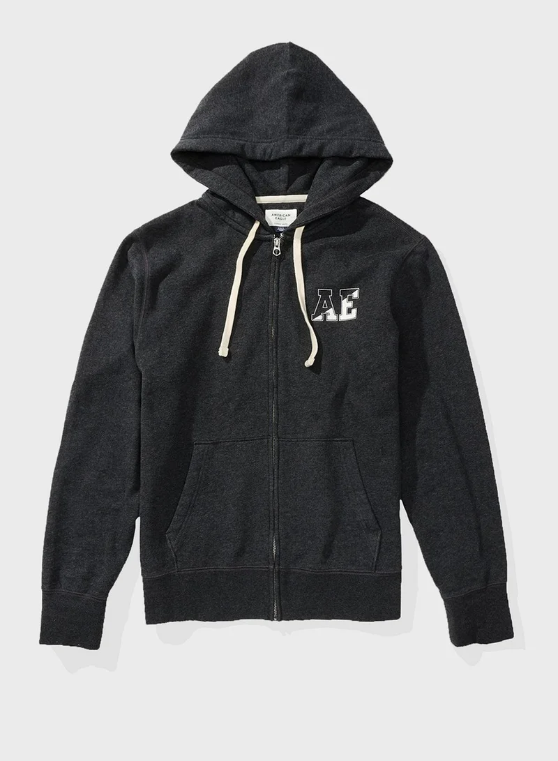 American Eagle Graphic Zip Through Hoodie