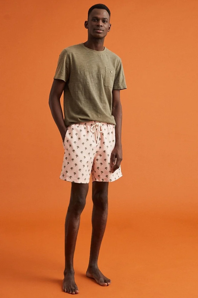 Faguo Mimizan Light Pink Palms Swim Shorts