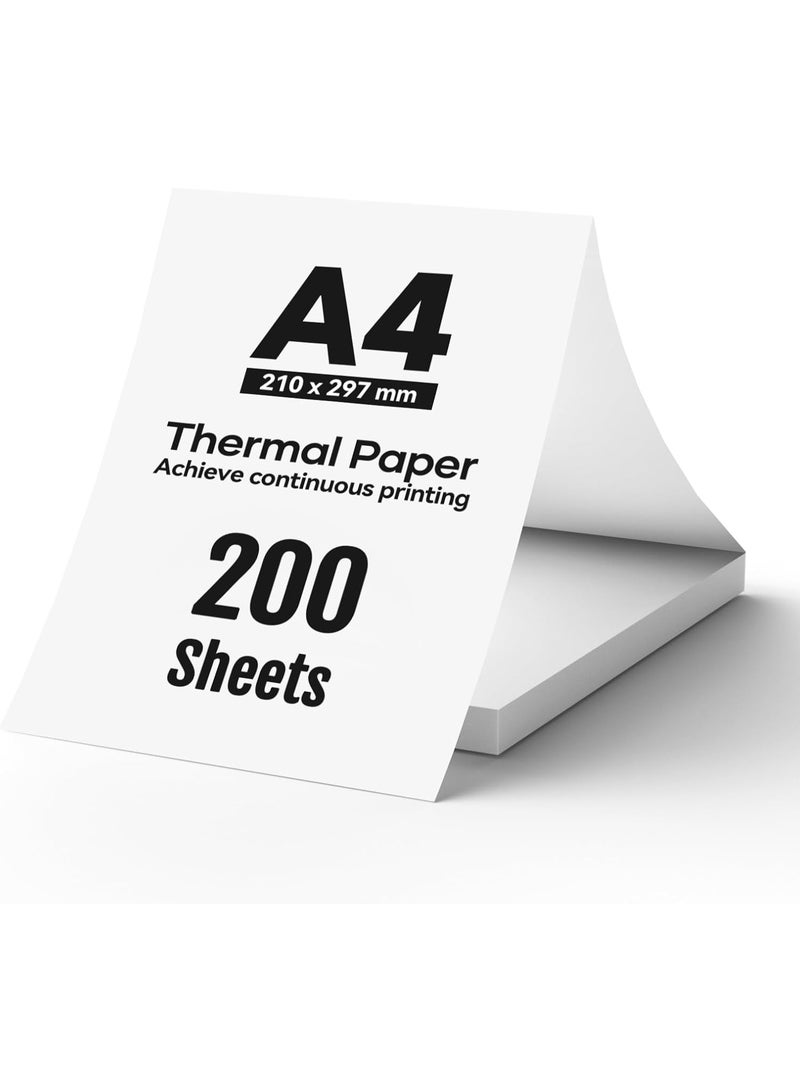 iDPRT A4 Thermal Paper - 210 x 297 mm Continuous Printing Paper (200 Sheets), Compatible with MT610/iDPRT/HPRT Portable Thermal Printers & Document Printers - Image 1