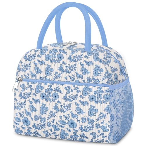 KUBYA Lunch Bag Lunch Box for Women, Cute Corduroy Insulated Reusable Work Leakproof Simple Adults Large Lunch Boxes Tote Bag Men Cooler Bag - Image 1
