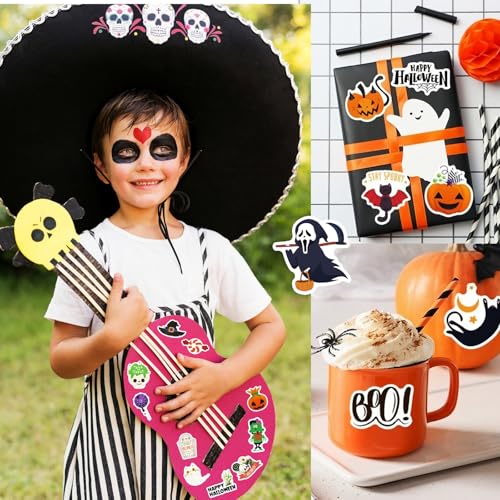 KASANYER 300Pcs Halloween Stickers for Kids Teens Adults, Waterproof Non-Repeating Vinyl Bulk Halloween Pumpkin Stickers for Holiday Party Favors Classroom Crafts Gifts Prizes Decorations - Image 4