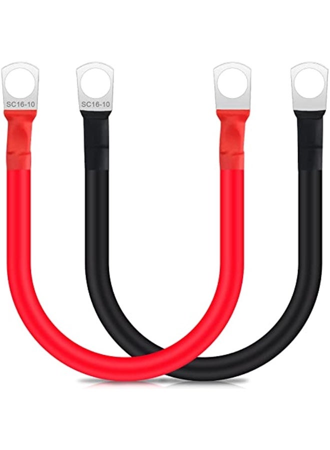 Pack Of 2 Battery Cables M10 30 Cm Battery Cable 12 V Battery Cable 16 Mm² Copper Ground Cable Motorcycle Battery Cable With 2 Eyelets For Motorcycle Solar Car Battery - Image 1