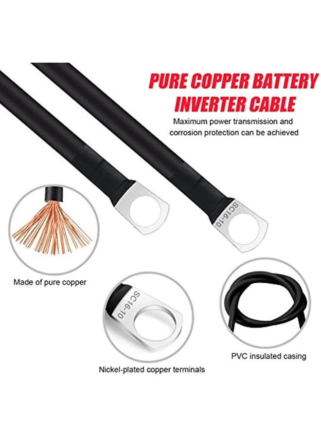 Pack Of 2 Battery Cables M10 30 Cm Battery Cable 12 V Battery Cable 16 Mm² Copper Ground Cable Motorcycle Battery Cable With 2 Eyelets For Motorcycle Solar Car Battery - Image 3