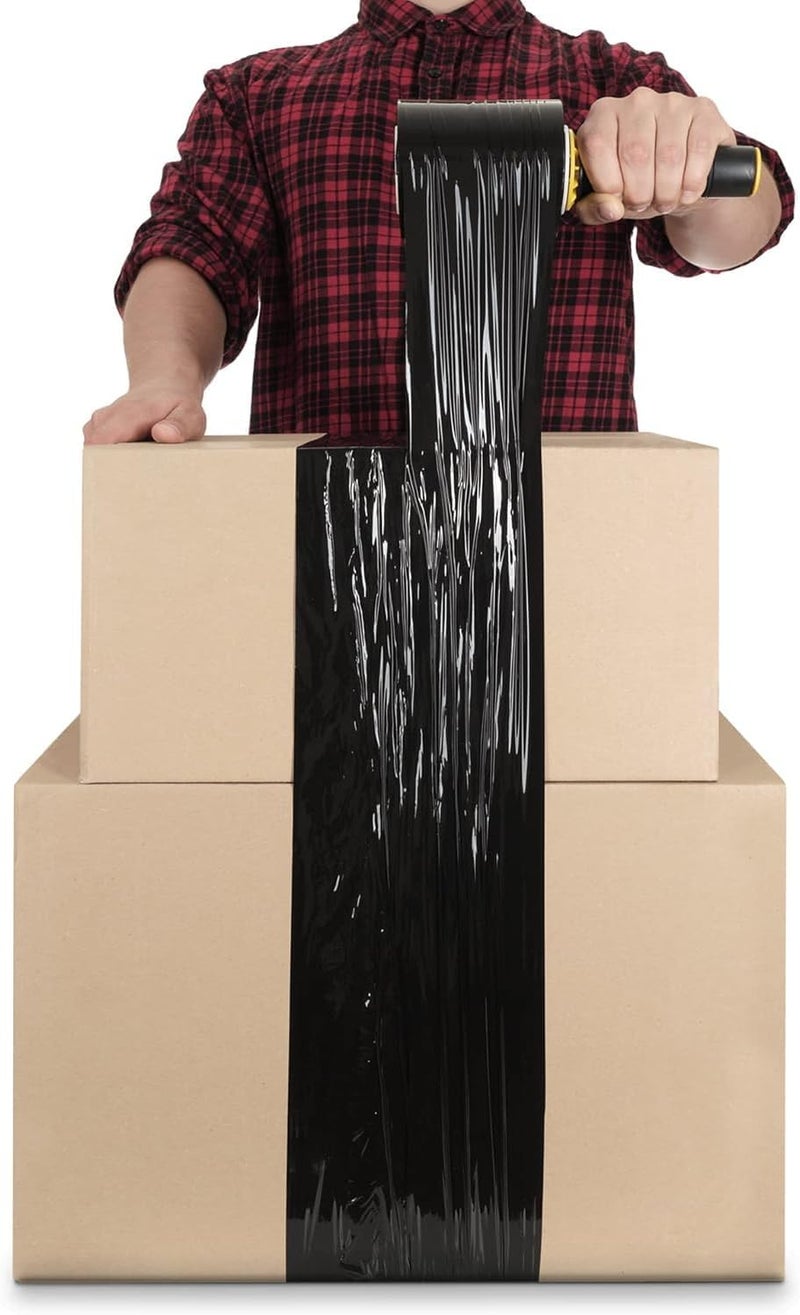 Rago ® Stretch Film Set of 15 Mini Rolls 130 m 15 x 210 g I Black Film for Furniture Stretch Film 130 m I Pallet Film Hand Wrap Film (38 x 31 x 8 cm) 130 m Length - Image 3