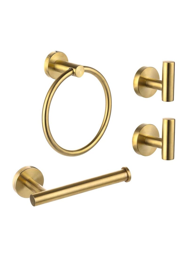 4-Piece Stainless Steel Wall Mounted Bathroom Hardware Set Brushed Gold Towel Rack Set included Robe Towel Hooks Toilet Paper Holder and Towel Ring - pzsku/ZD03C307CF1099AFC9EB1Z/45/_/1694245629/6caecc48-327f-4cf5-9f4f-06e88470def0