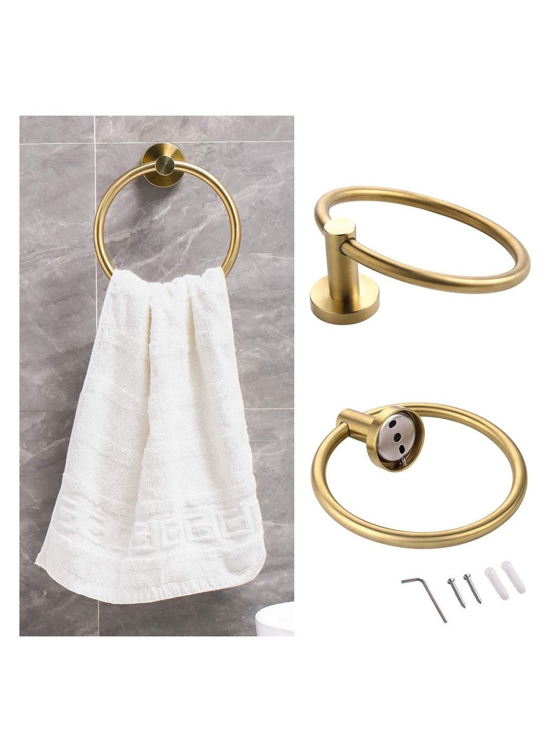 NANAO 4-Piece Stainless Steel Wall Mounted Bathroom Hardware Set Brushed Gold Towel Rack Set included Robe Towel Hooks Toilet Paper Holder and Towel Ring  - Image 5
