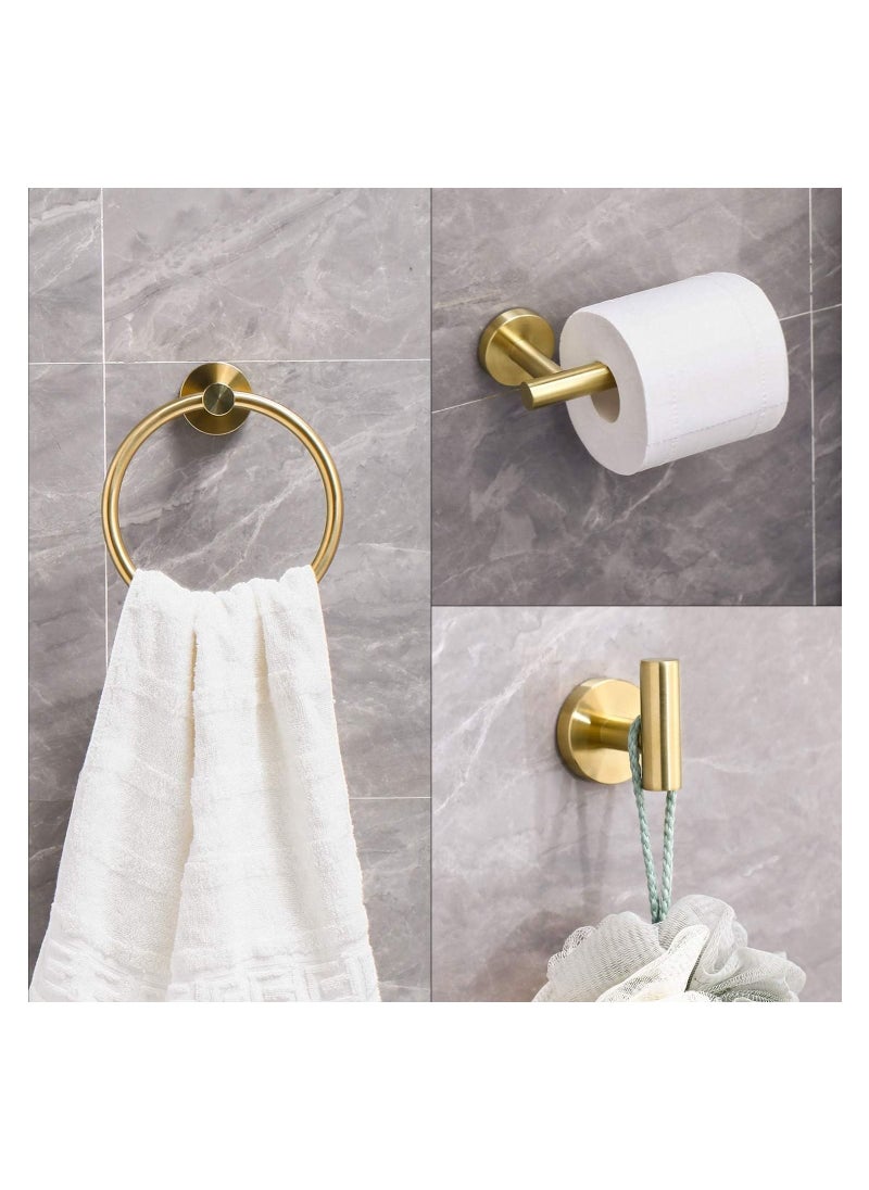 4-Piece Stainless Steel Wall Mounted Bathroom Hardware Set Brushed Gold Towel Rack Set included Robe Towel Hooks Toilet Paper Holder and Towel Ring - pzsku/ZD03C307CF1099AFC9EB1Z/45/_/1694245630/ad270c1c-7e67-4cdf-ad32-eedbcd8fbec6