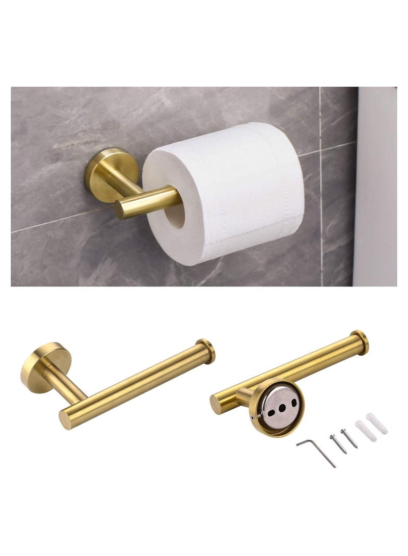 NANAO 4-Piece Stainless Steel Wall Mounted Bathroom Hardware Set Brushed Gold Towel Rack Set included Robe Towel Hooks Toilet Paper Holder and Towel Ring  - Image 4