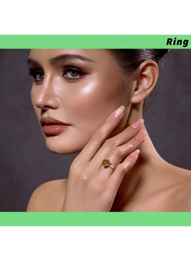 خاتم حجر الزركون الأصفر الكناري الحديث - بتصميم قلب ناعم - مجوهرات عصرية وبسيطة للإطلالات اليومية - هدية أنيقة للسيدات - مقاس 7 - Image 3