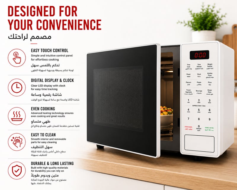 HOOVER Digital Control Microwave  20L, 700W, white, Digital 20 L 1200 W HMWS-M20-W steel - Image 2
