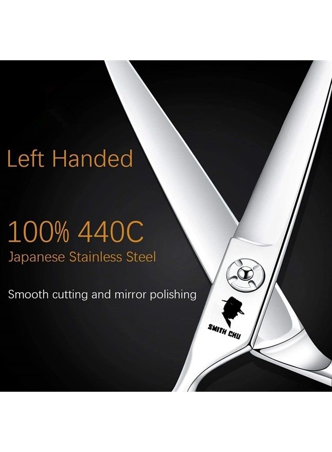 SMITH CHU Professional Razor Blades Salon Left Handed Hair Cutting Scissors - Barber Shears for Left Hand - 6.0" Japanese 440 C Stainless Steel Left Handed Scissor… - Image 4