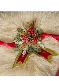 Generic Christmas Curtain Tie Back: Set of 2 – Beautifully Handcrafted Holiday Decor with a Wooden Base, Christmas Ribbon, Christmas Greenery, Red Christmas Berries and Festive Details for Christmas Curtain Styling  - Image 2