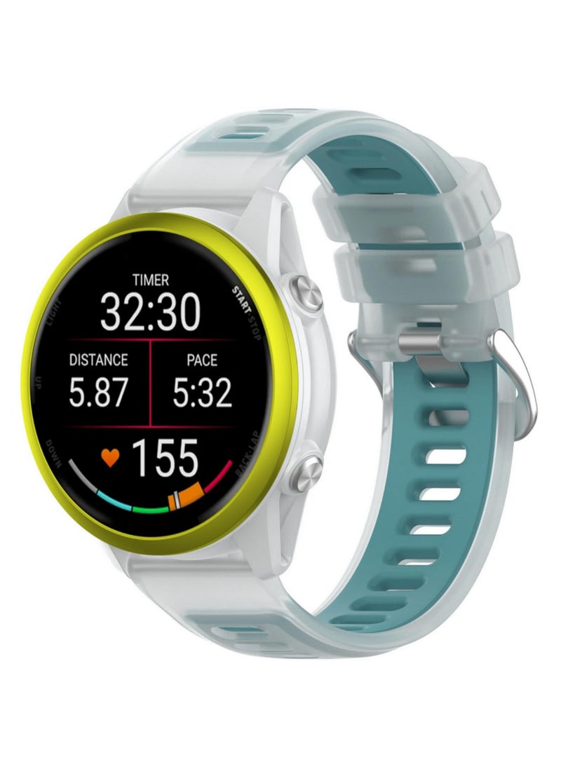 1PCS 20mm Transparent Two Tone Silicone Strap For Garmin Forerunner 570 265 255 165 55/Vivoactive 6 5 4/Venu Sport Band Bracelet blue - Image 2