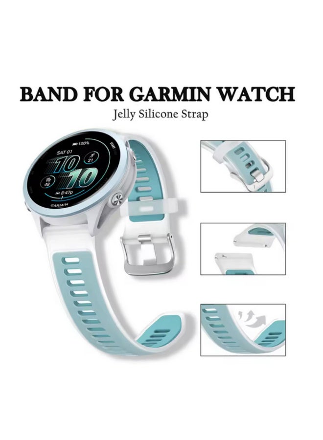 1PCS 20mm Transparent Two Tone Silicone Strap For Garmin Forerunner 570 265 255 165 55/Vivoactive 6 5 4/Venu Sport Band Bracelet blue - Image 5