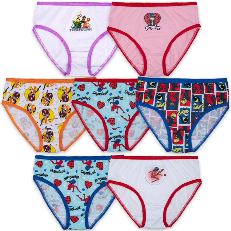 Miraculous Miraculous Girls' Ladybug 7-Pack Underwear in Sizes 4, 6, 8, Multicolor/Assorted  - Image 1