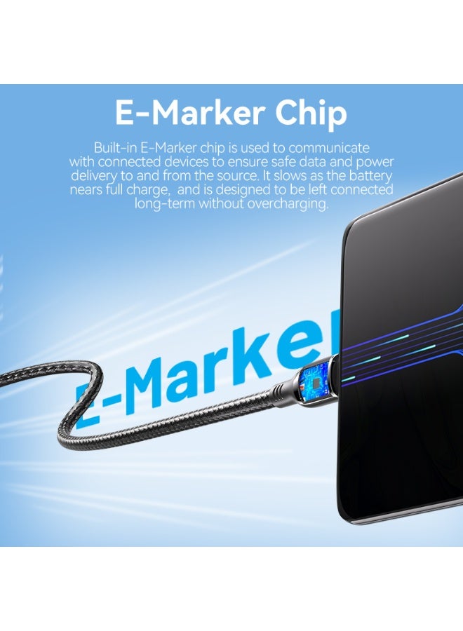 VENTION Cotton Braided USB 2.0 C Male to C Male 5A Cable  Black Zinc Alloy Type Model # CTKBAV - Image 5