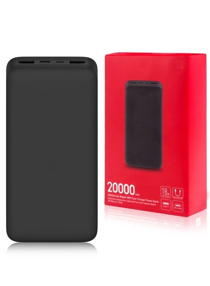 20000 MAh Ultimate Fast Charging PD Power Bank  Triple Outputs - 22.5W Power Delivery For Iphones Dual 18W Smart USB-A For Android Devices Dual Inputs Micro-USB And Type-C Black