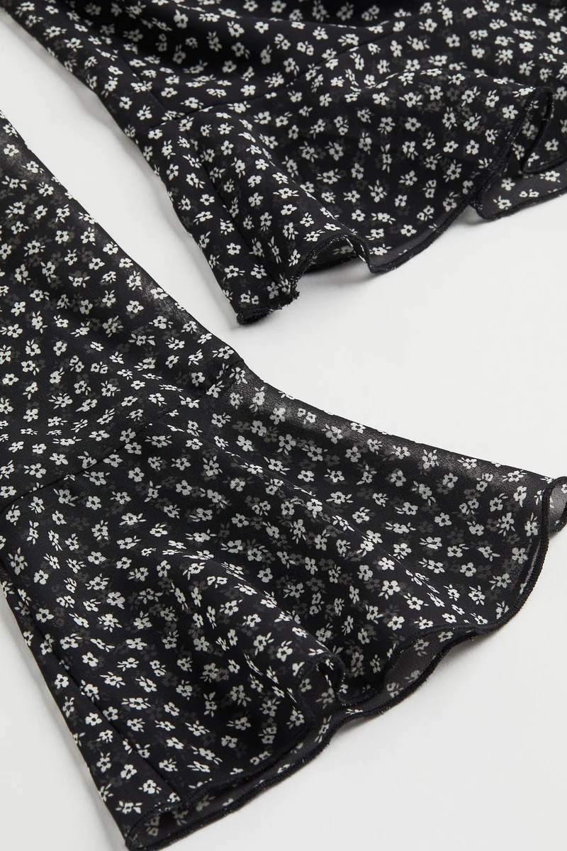 H&M Drawstring-detail chiffon blouse