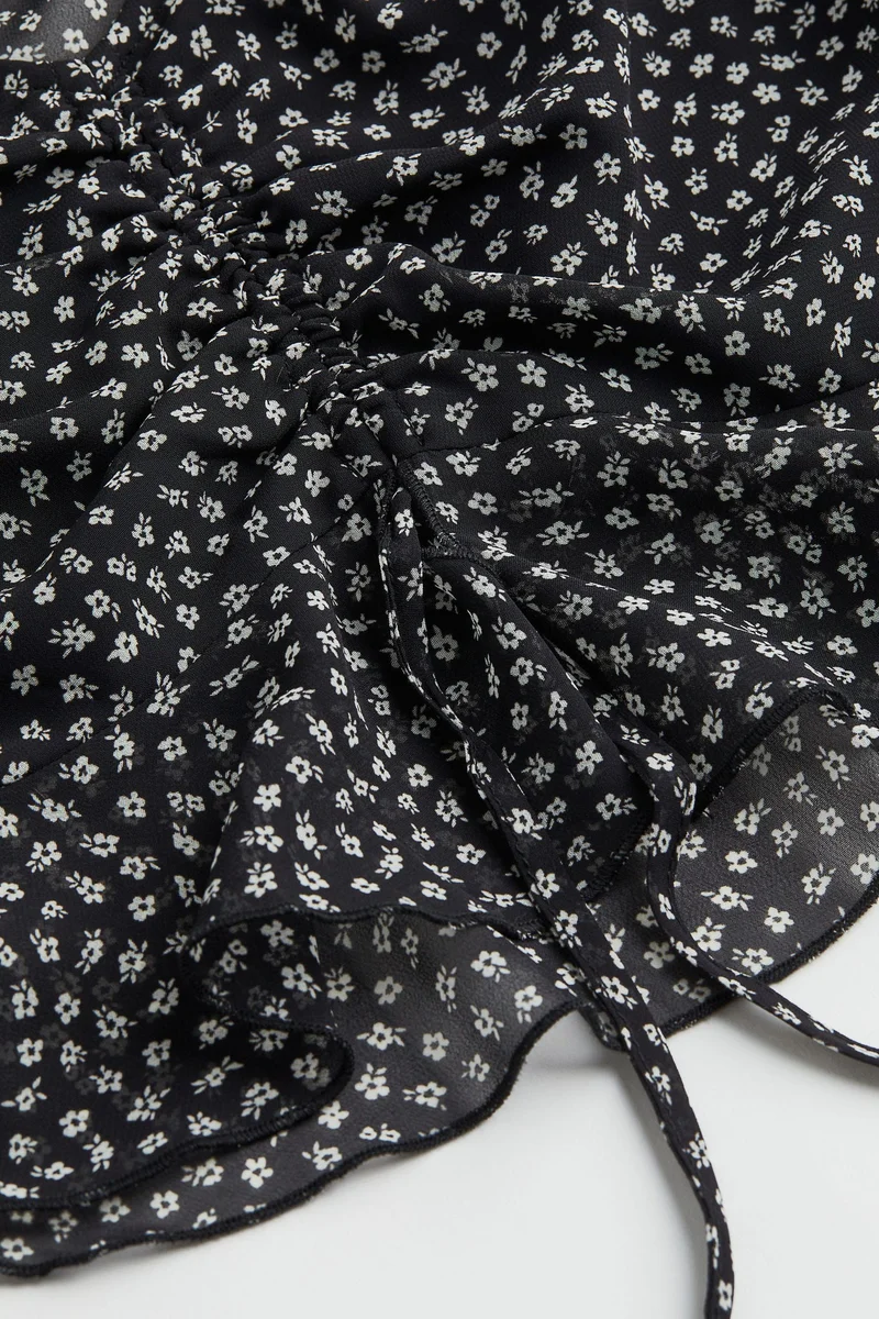 H&M Drawstring-detail chiffon blouse