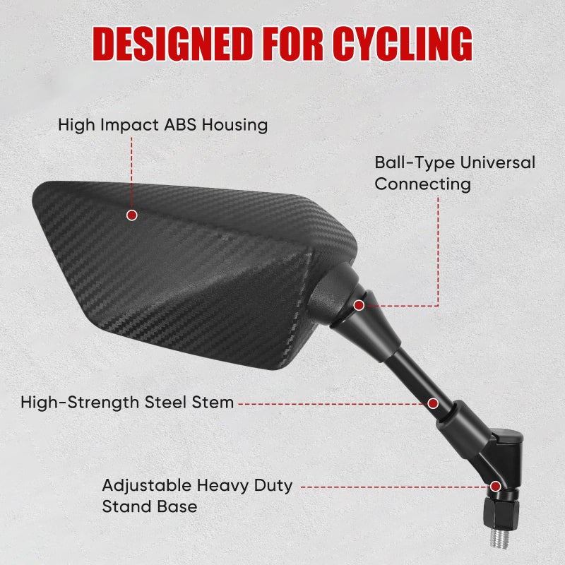 Esploratori ATV Mirror, Multi-angle Side Rearview Mirrors for Bike Motorcycle ATV Scooter Cruiser with 8mm 10mm Bolt, 7/8" Handle Bar Mount Clamp Compatible with Suzuki Yamaha Honda Kawasaki Victory and More - Image 4